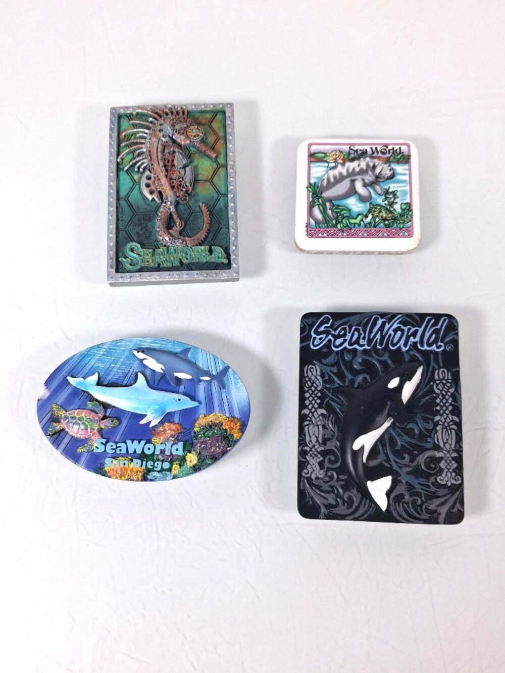 Vintage Sea World Ceramic Souvenir Refrigerator Magnets Shamu Set Of 4 Retro